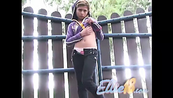 Young Girl Ellie Enjoys Outdoor Fingering