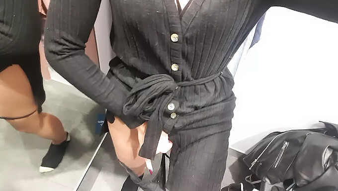 Intense orgasm in a changing room setting